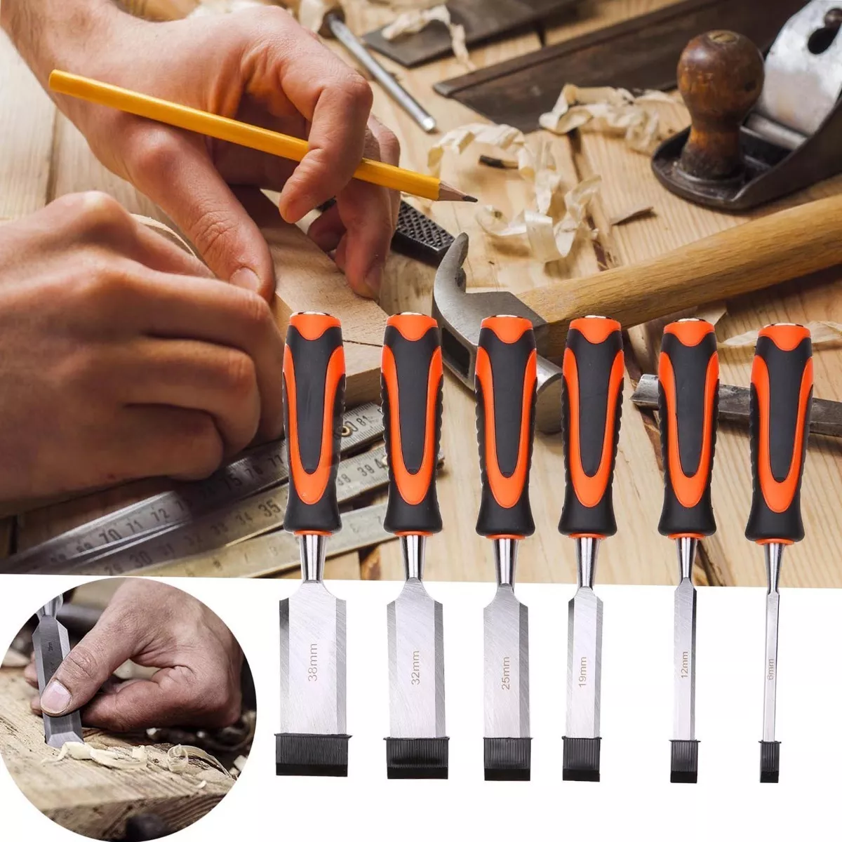 Foto 4 pulgar | Juego De 10 Cinceles De Madera Para Carpintería Con Caso Eo Safe Imports Esi-10529 Multicolor