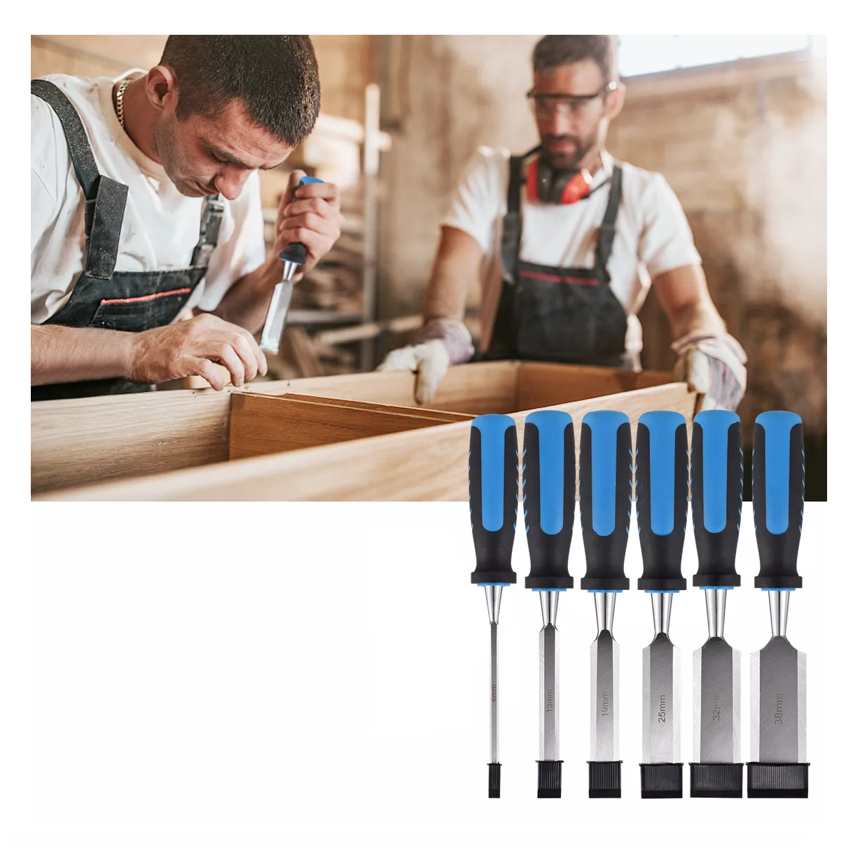 Foto 3 | Formones Carpintero Gubias Cinceles Para Madera 9 Piezas Gris Azul