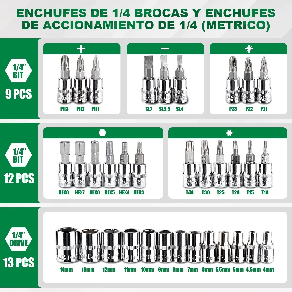 Foto 3 pulgar | Juego de Herramientas Mecánicas con Dados Manuales 46 Piezas