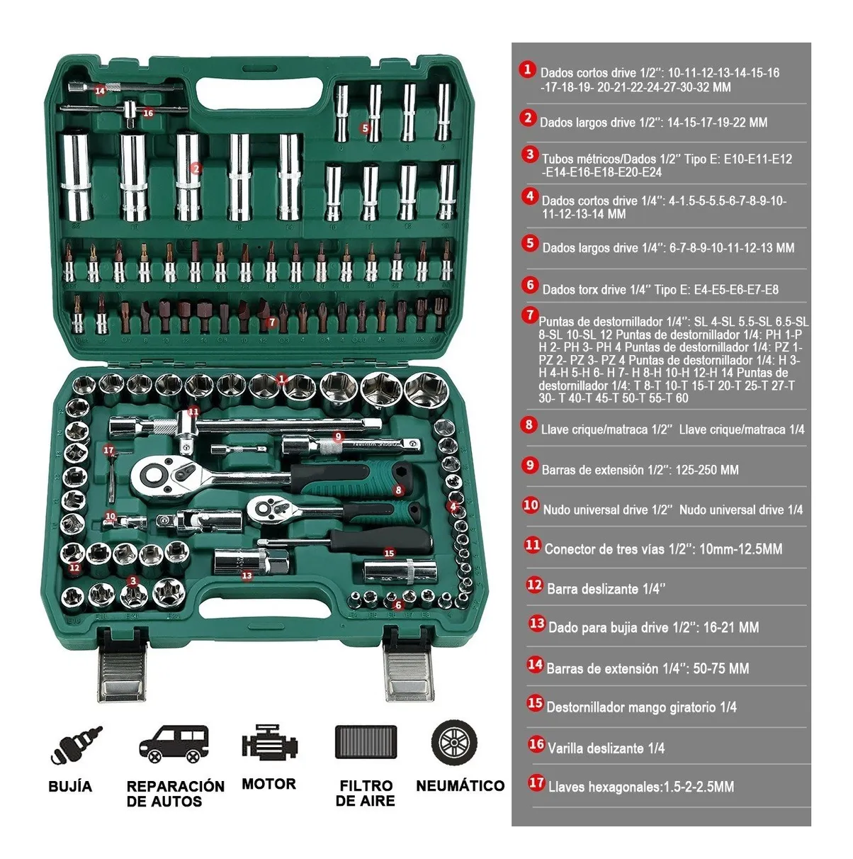 Foto 3 | Juego de Herramientas Eo Safe Imports ESI-2850 color Plata 108 Piezas