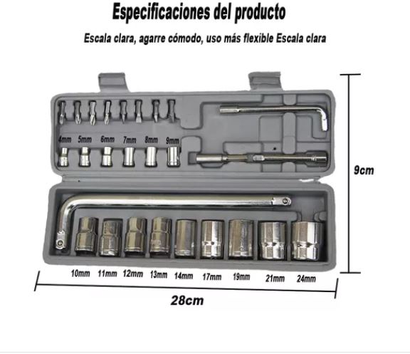 Foto 3 pulgar | Kit Herramienta Mecánica Llave en Forma ''L'' Wünd con Dado de Vaso 26 Piezas