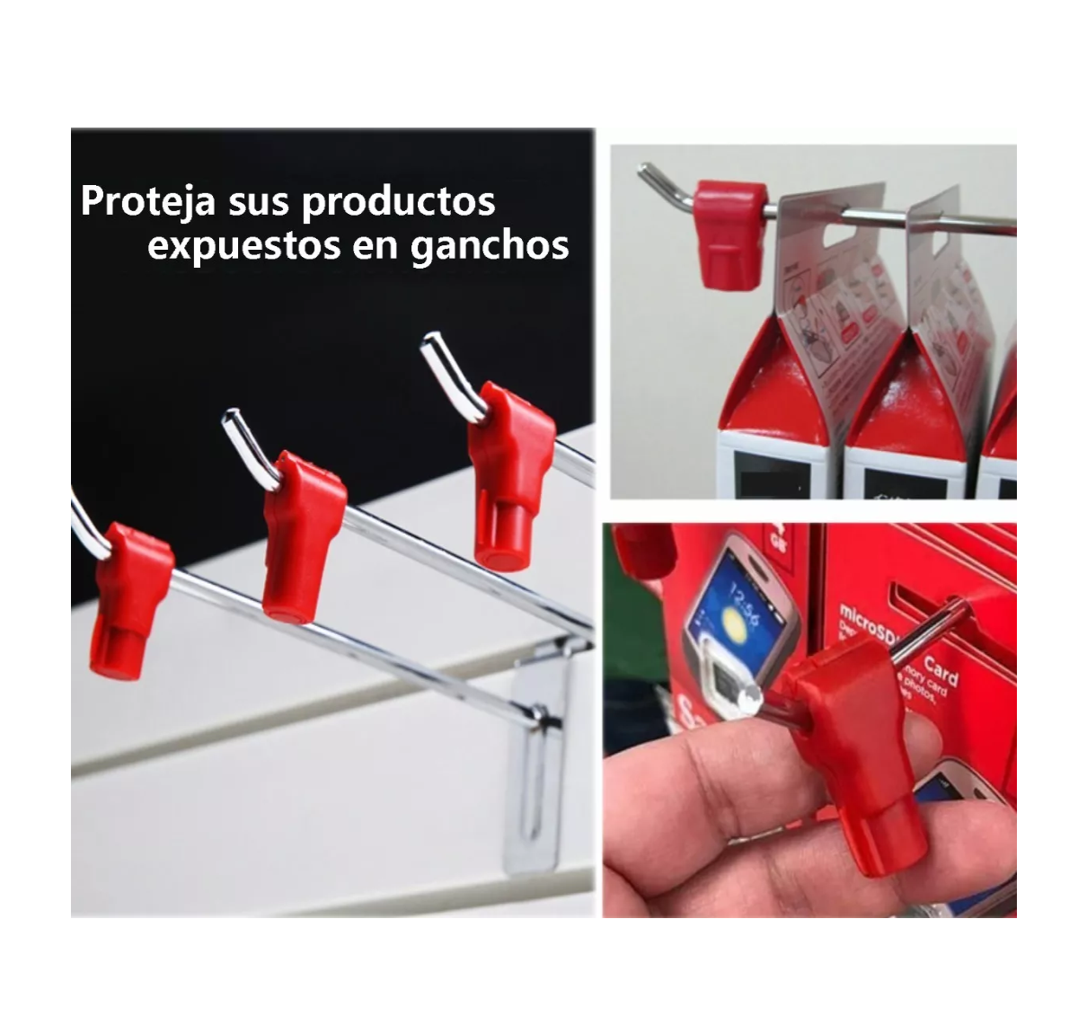 Foto 3 pulgar | 100 Candados Gancho Exhibidor Belug Rojos con 1 Llave Magnética Plateada