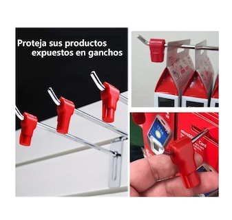 Foto 2 | Candados Ganchos para Exhibidor Lab.G Rojas 100 Piezas + 1 Llave Magnética Plateada