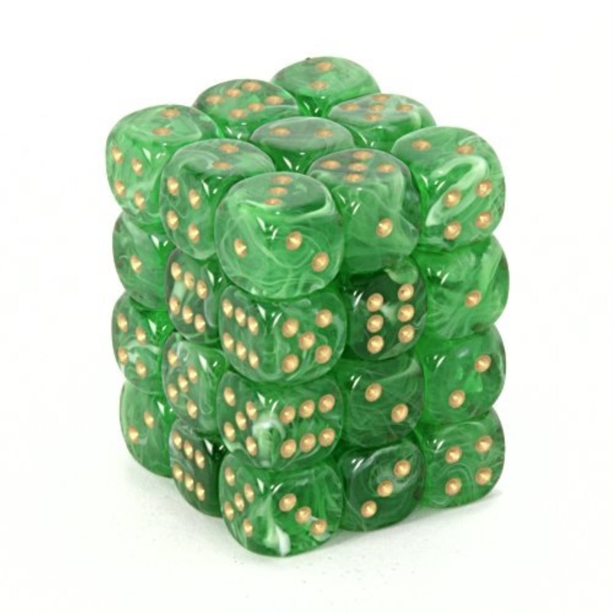 Foto 2 pulgar | Juego De Dados Chessex Vortex Green Con Oro De 12 Mm (36) Con Funda - Venta Internacional.