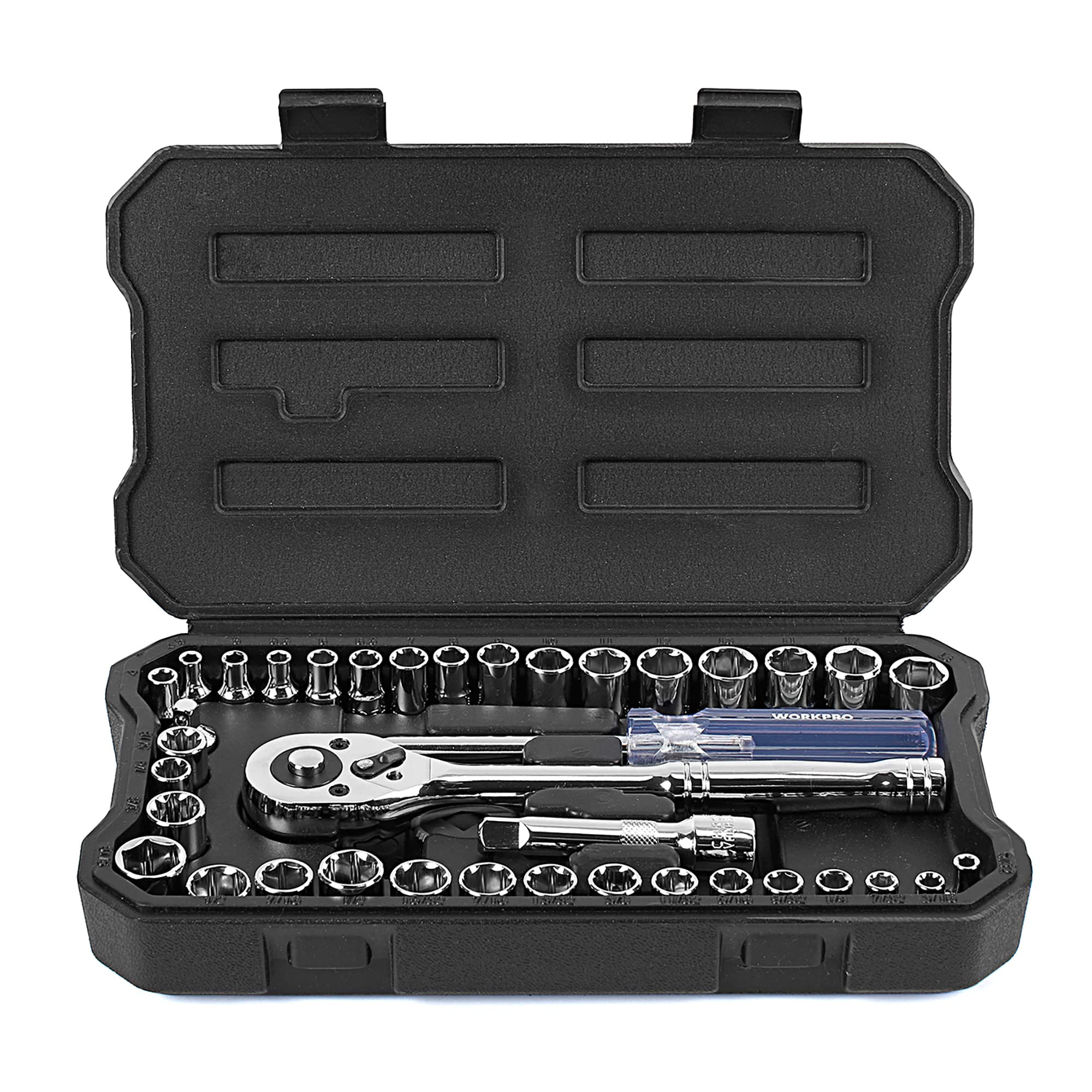 Juego De Enchufes Workpro De 39 Piezas Cr-v Métrico/imperial, 1/4 Pulgadas/3/8 Pulgadas - Venta Internacional.