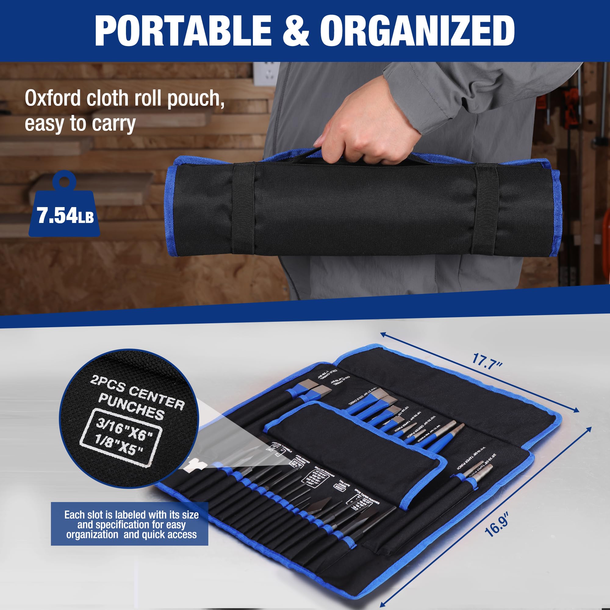 Foto 8 pulgar | Juego De Perforadoras Y Cinceles Workpro, 30 Unidades, Muy Resistentes, Con Bolsa Enrollable - Venta Internacional.