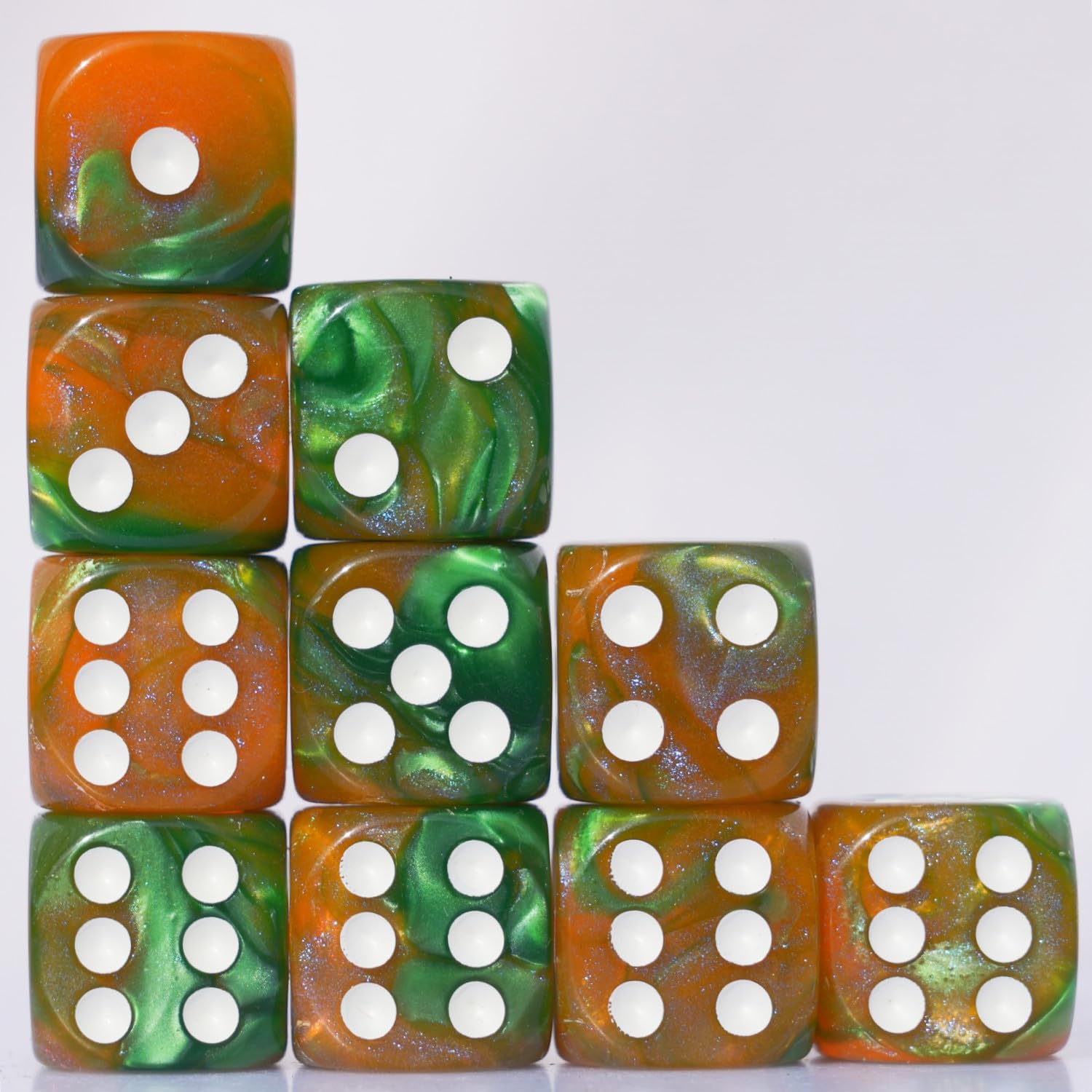Foto 3 pulgar | Juego De Dados Acrílicos De 16 Mm, 10 Piezas D6 Para Rpg Mtg Dnd Con Bolsa (café Y Verde) - Venta Internacional.