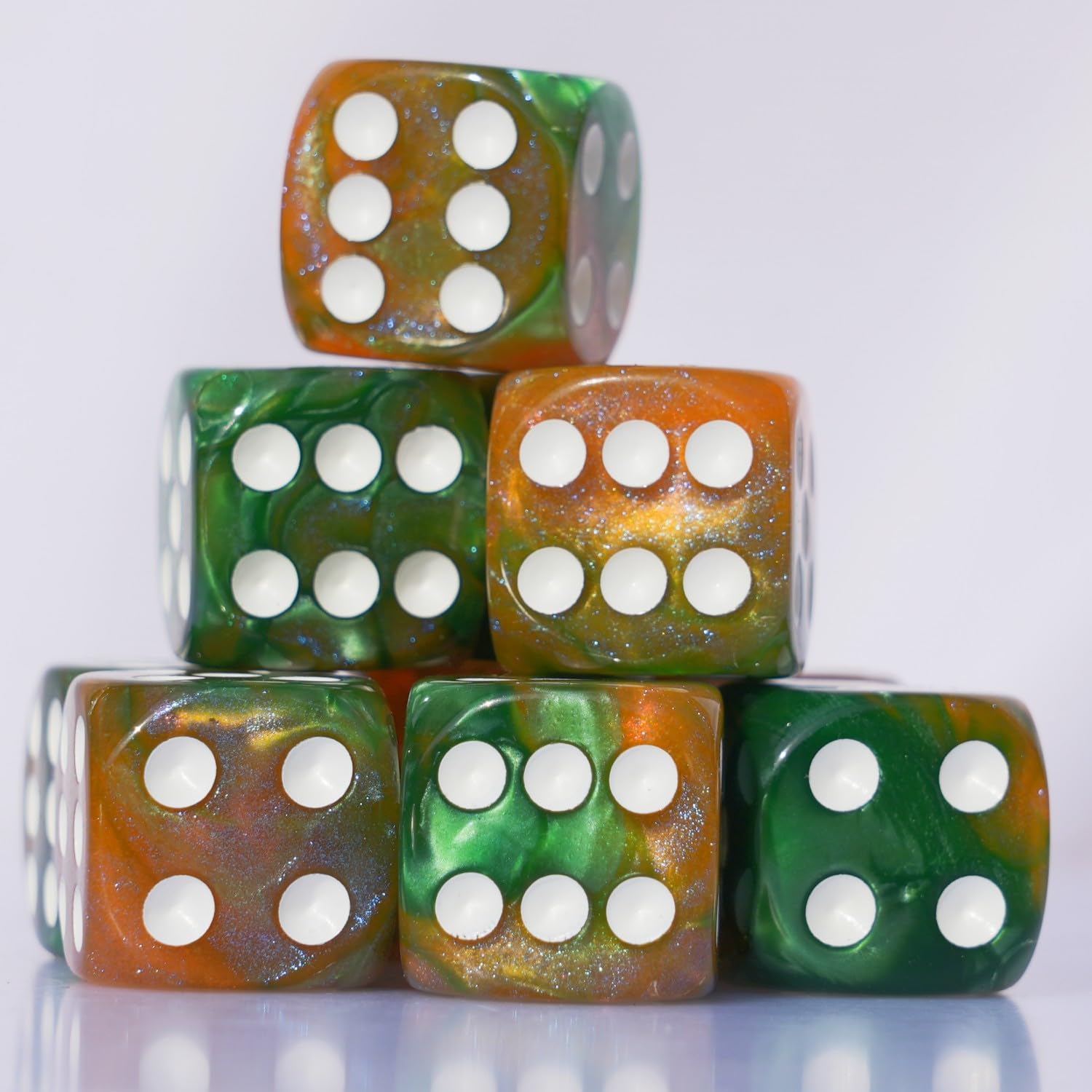 Foto 4 pulgar | Juego De Dados Acrílicos De 16 Mm, 10 Piezas D6 Para Rpg Mtg Dnd Con Bolsa (café Y Verde) - Venta Internacional.