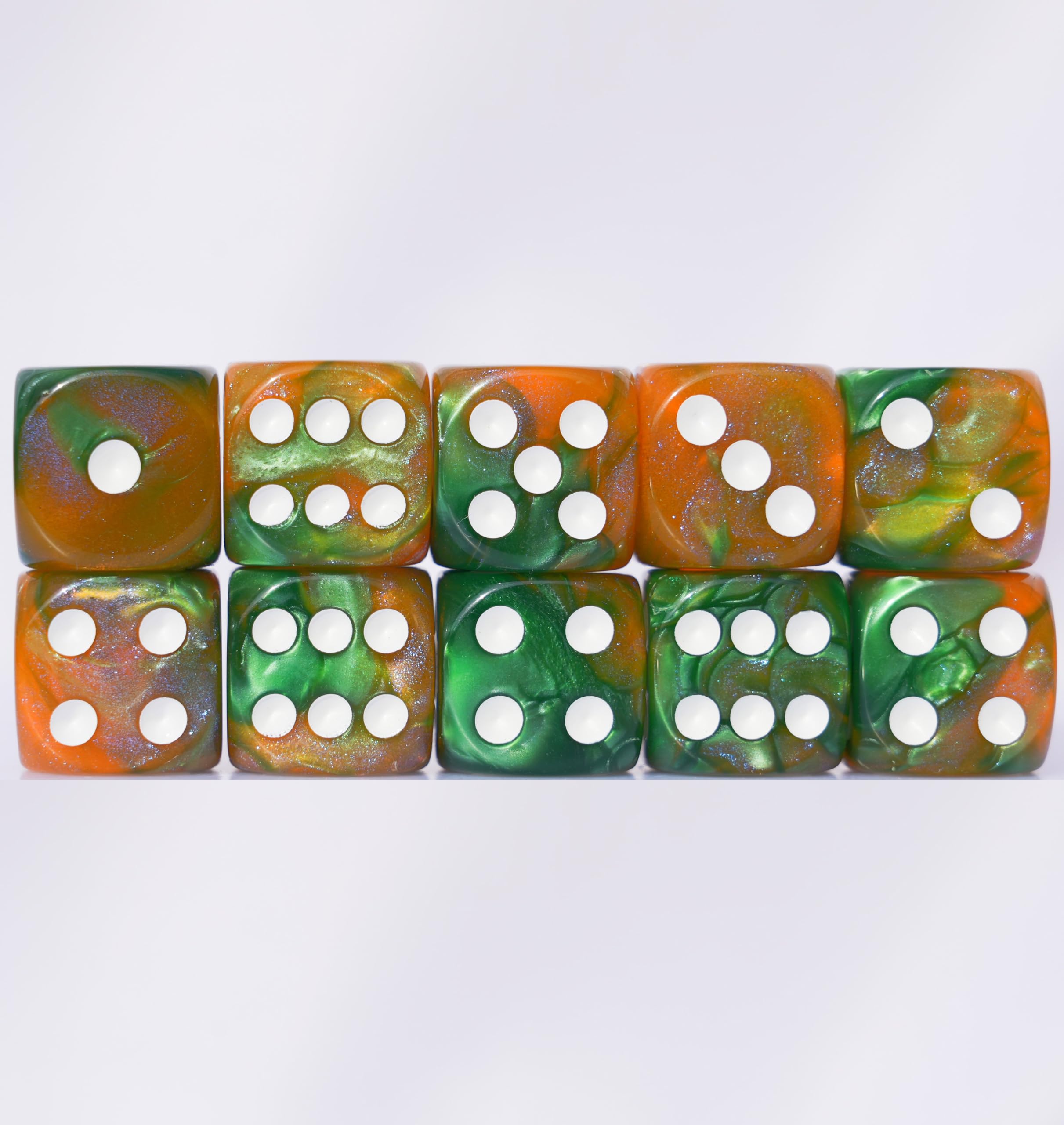 Foto 5 pulgar | Juego De Dados Acrílicos De 16 Mm, 10 Piezas D6 Para Rpg Mtg Dnd Con Bolsa (café Y Verde) - Venta Internacional.