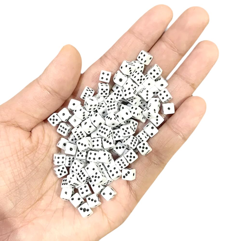 Mini Dado De 5 Mm, 6 Caras, Para Juegos De Mesa, 100 Piezas, Color Blanco - Venta Internacional.