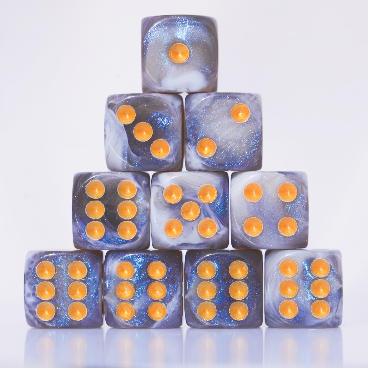 Juego De Dados Acrílicos De 16 Mm, 10 Piezas D6 Para Rpg Mtg Dnd Con Bolsa (gris Y Azul) - Venta Internacional.