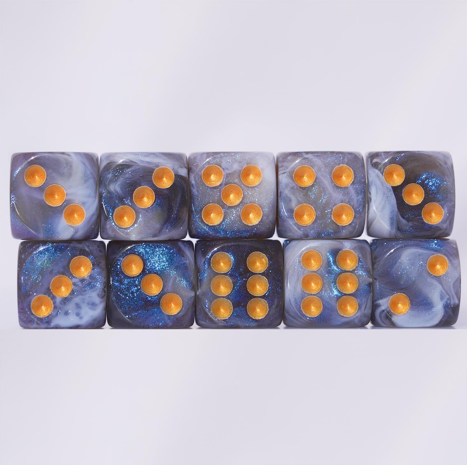 Foto 4 | Juego De Dados Acrílicos De 16 Mm, 10 Piezas D6 Para Rpg Mtg Dnd Con Bolsa (gris Y Azul) - Venta Internacional.