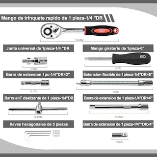 Foto 2 | Kit De Herramientas Mecanica 46 Pz Eo Safe Imports Esi-3215-1 Rojo