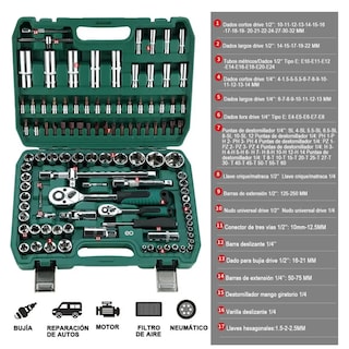 Foto 1 | Juego De Herramientas Autocle 108pz Con Dados Eo Safe Imports Esi-2850 Verde