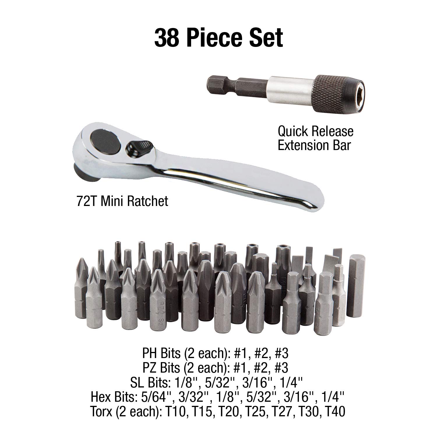 Foto 2 | Juego De Trinquetes Y Brocas Sunex 9726 De 38 Piezas Con Funda De Aluminio - Venta Internacional.