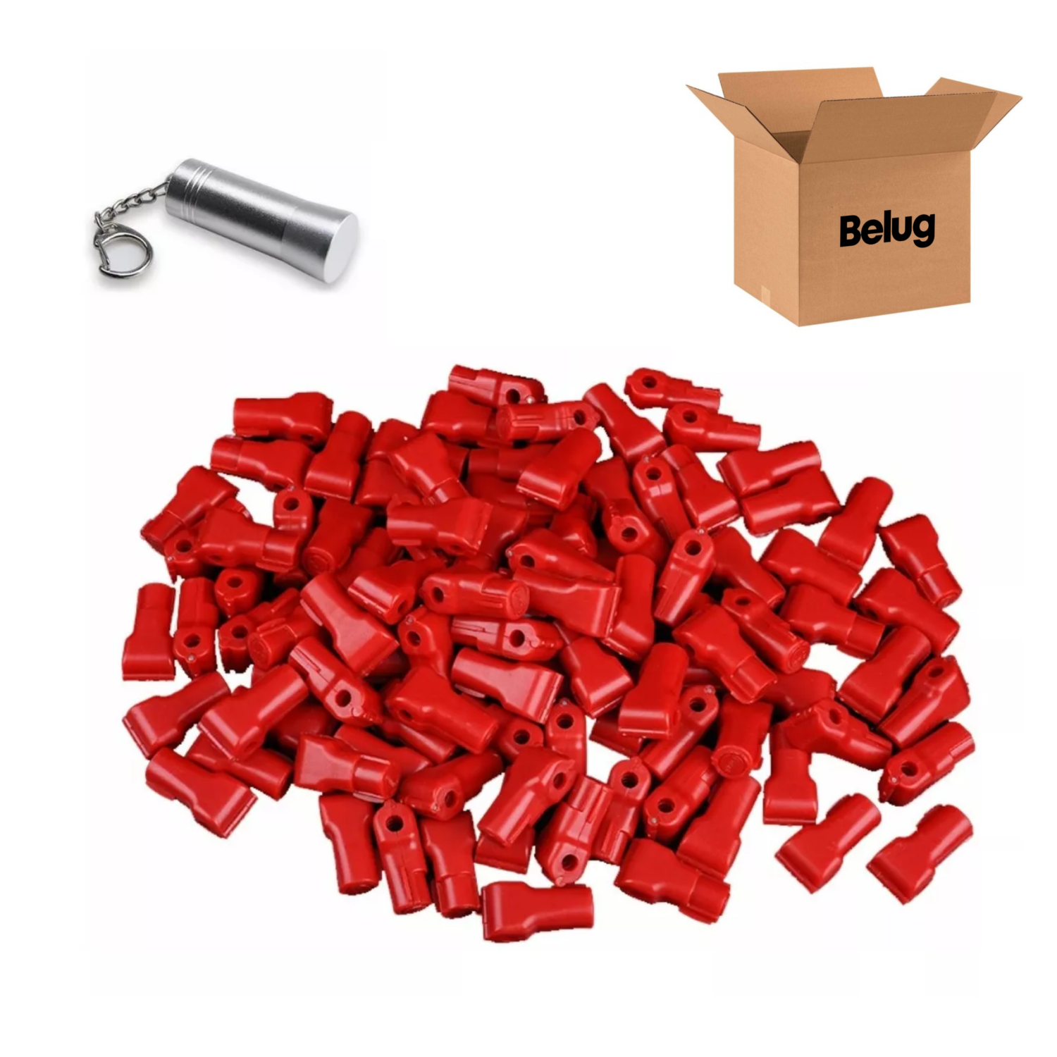 Foto 2 pulgar | 100 Rojo Candado Gancho Exhibidor,1 Llave Magnética , Belug Plateado