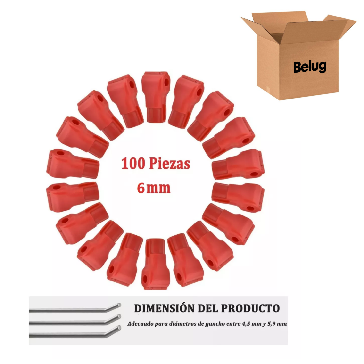 Foto 6 pulgar | 100 Rojo Candado Gancho Exhibidor,1 Llave Magnética , Belug Plateado