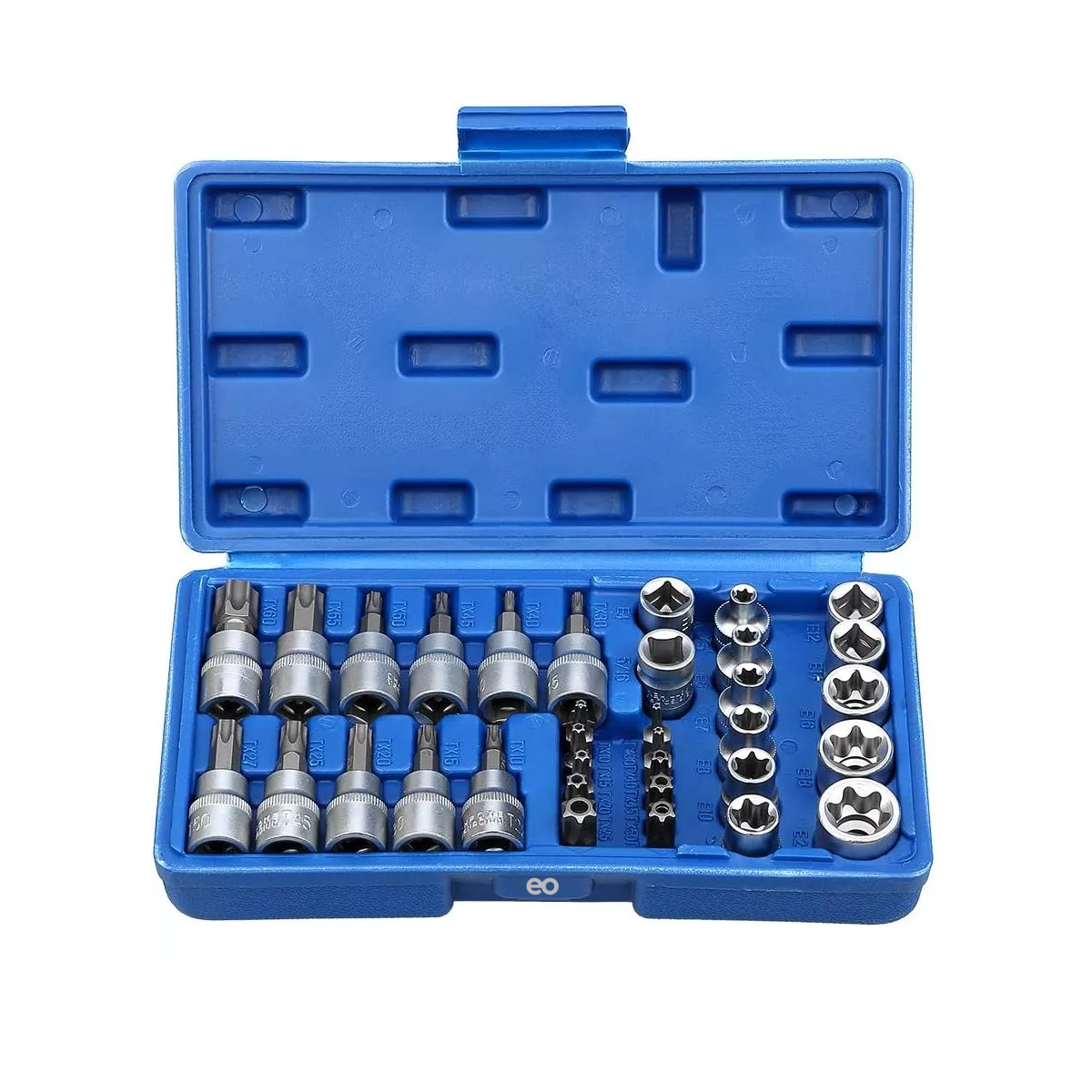 Juego De Dados Y Puntas 34 Pz, Hembra Y Macho Eo Safe Imports Esi-13135-1 Azul