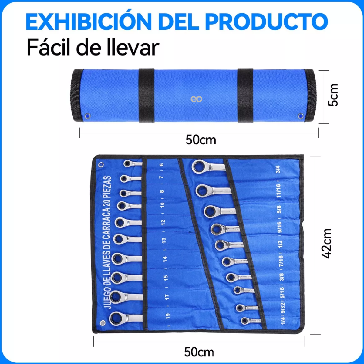 Foto 3 pulgar | Juego De Llaves Trinquete De Pulgadas Y Métricas De 20 Pcs Eo Safe Imports Esi-18716 Plata