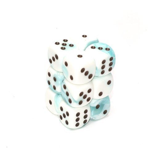 Foto 2 pulgar | Juego De Dados Chessex Gemini, Verde Azulado Y Blanco Con Negro, 16 Mm (12) - Venta Internacional.