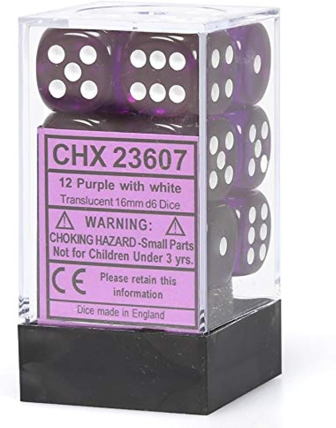 Foto 3 pulgar | Dice Chessex, Morado Translúcido, 16 Mm, 6 Caras (12 Dados) - Venta Internacional.