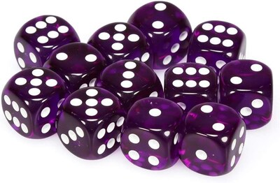Foto 5 | Dice Chessex, Morado Translúcido, 16 Mm, 6 Caras (12 Dados) - Venta Internacional.