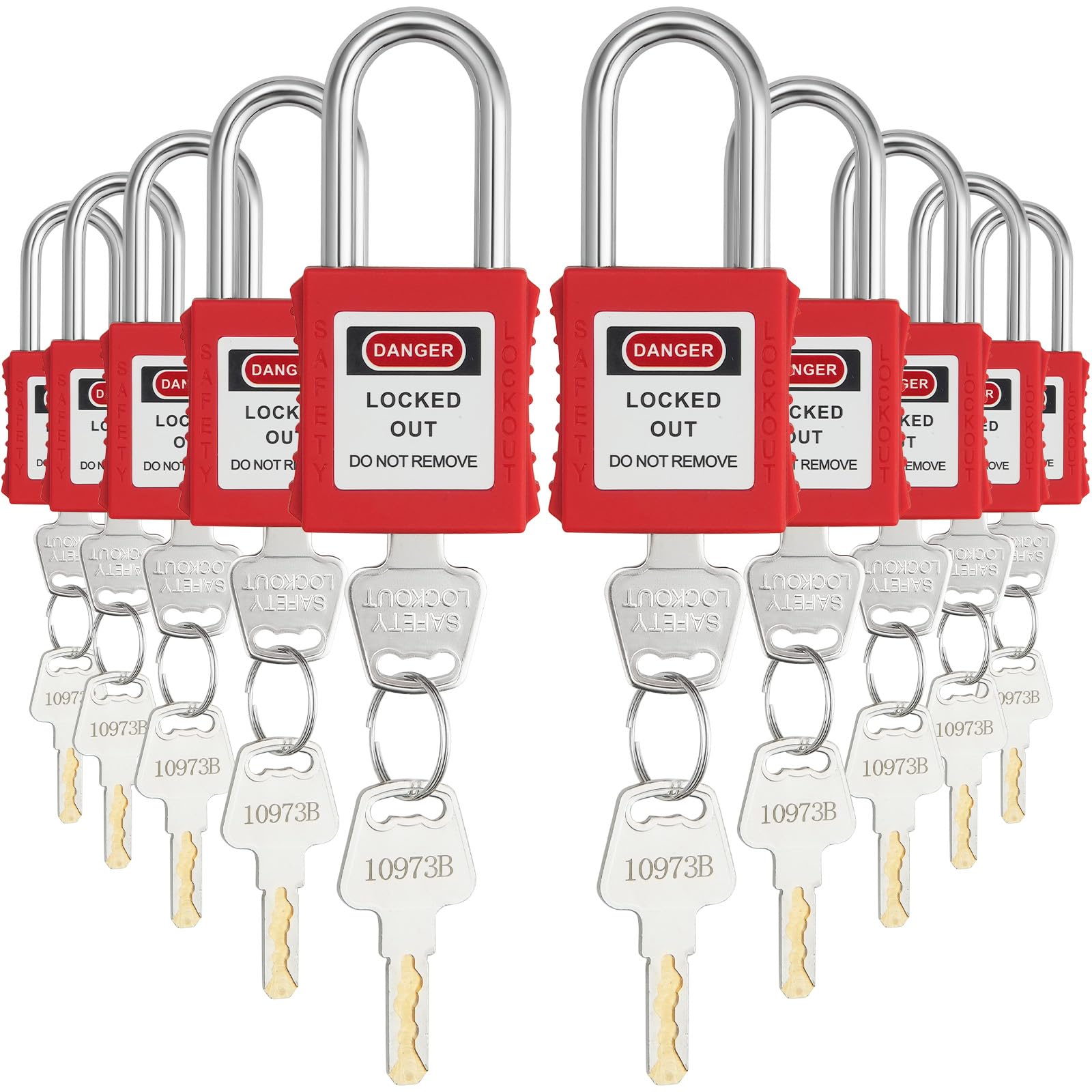 Foto 1 | Candados De Seguridad Vevor, 10 Unidades, Rojos, Con 2 Llaves Por Candado - Venta Internacional.