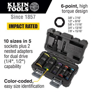 Foto 2 | Juego De Enchufes Impact Klein Tools 66070 Con 7 Enchufes Y Adaptadores - Venta Internacional.