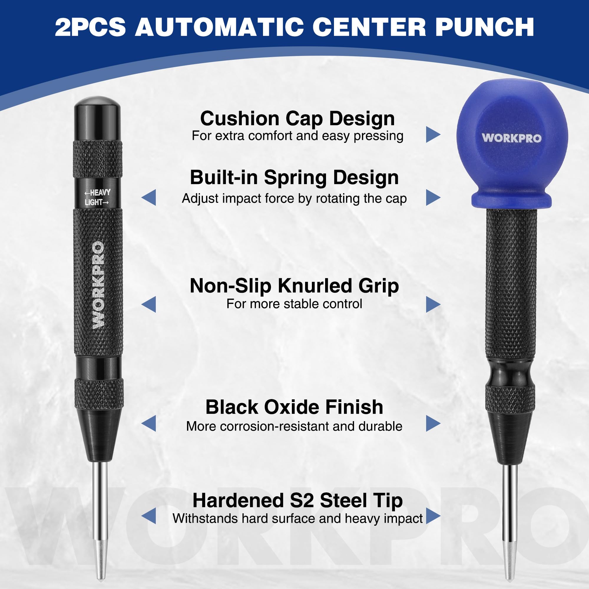 Foto 4 pulgar | Punzón Central Automático Workpro 2 Piezas Con Punta Adicional - Venta Internacional.