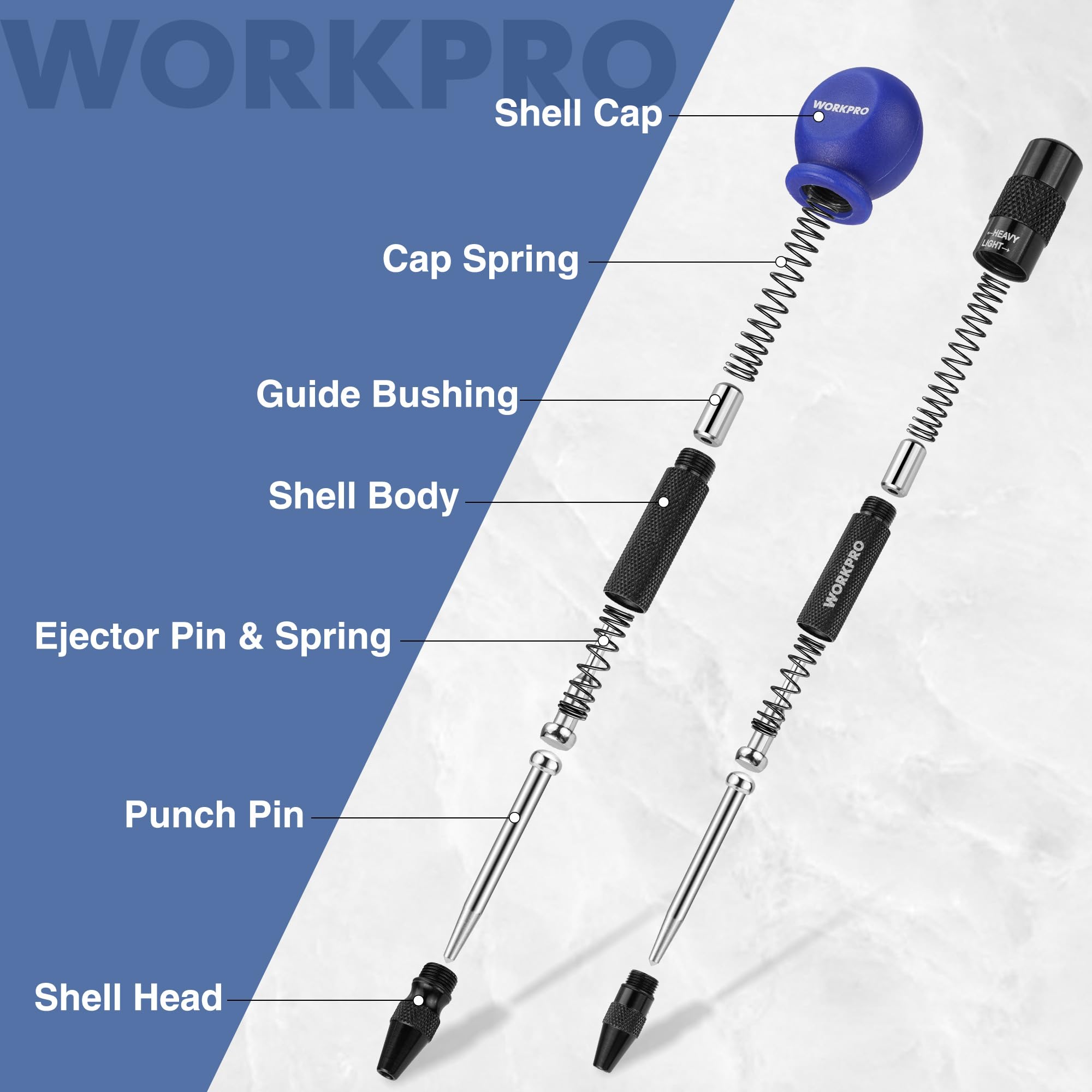 Foto 7 pulgar | Punzón Central Automático Workpro 2 Piezas Con Punta Adicional - Venta Internacional.