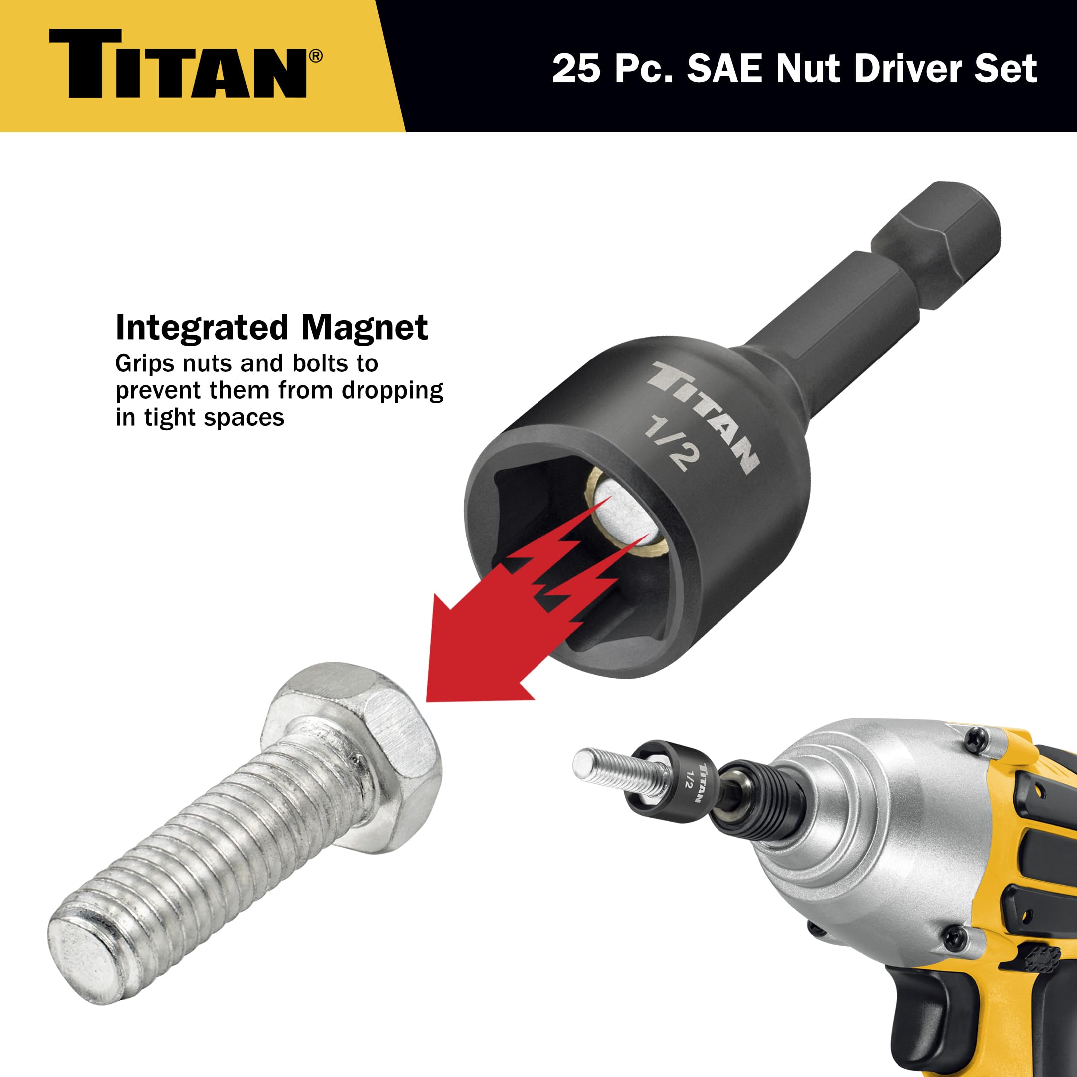 Foto 4 pulgar | Juego De Destornilladores Titan 16294 Juego De Colocadores De Tuercas Sae De 25 Piezas - Venta Internacional.