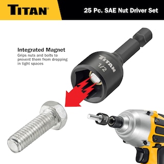 Foto 3 | Juego De Destornilladores Titan 16294 Juego De Colocadores De Tuercas Sae De 25 Piezas - Venta Internacional.