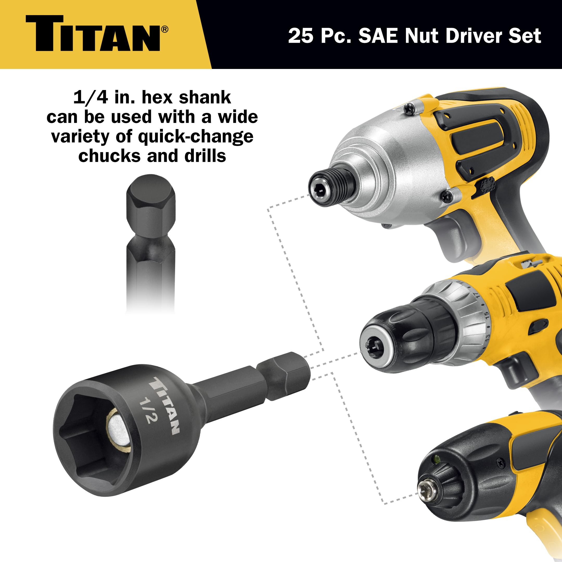 Foto 4 | Juego De Destornilladores Titan 16294 Juego De Colocadores De Tuercas Sae De 25 Piezas - Venta Internacional.