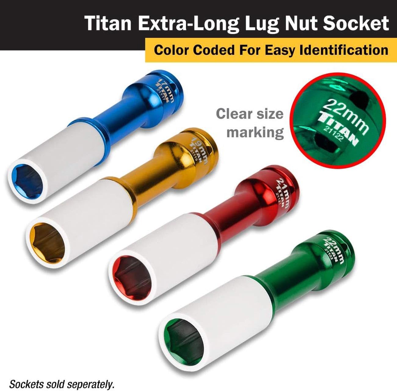 Foto 4 | Unidad Socket Titan 21121 De 1/2 Pulgada X 21 Mm, Impacto Que No Estropeará - Venta Internacional.