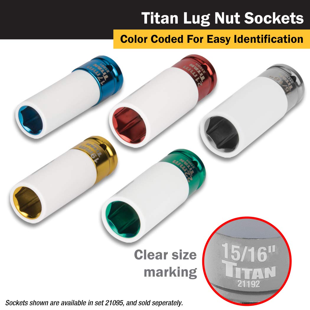 Foto 5 pulgar | Tuerca Y Tuerca Titan 21192 1/2 Drive X 15/16, No Estropeado - Venta Internacional.