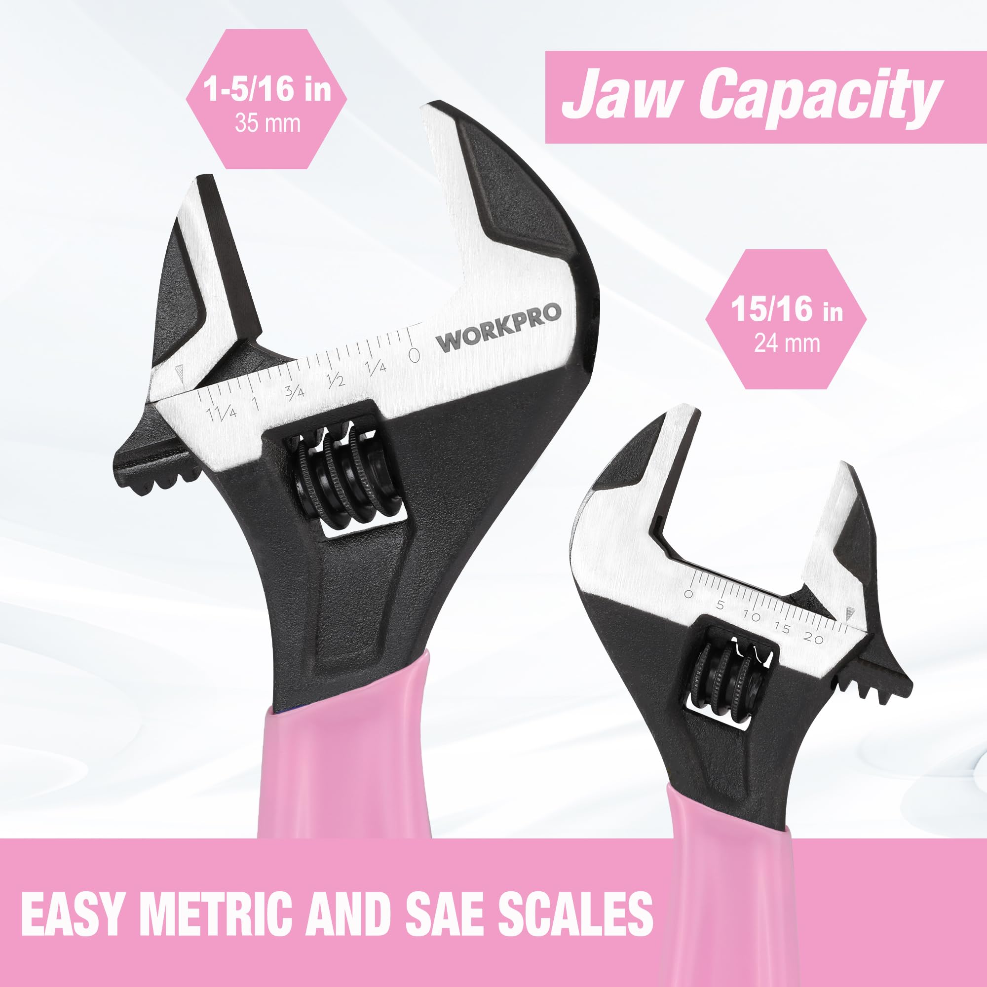Foto 5 pulgar | Juego De Llaves Ajustables Workpro Pink De 15 Cm Y 25 Cm De Acero Cr-v - Venta Internacional.