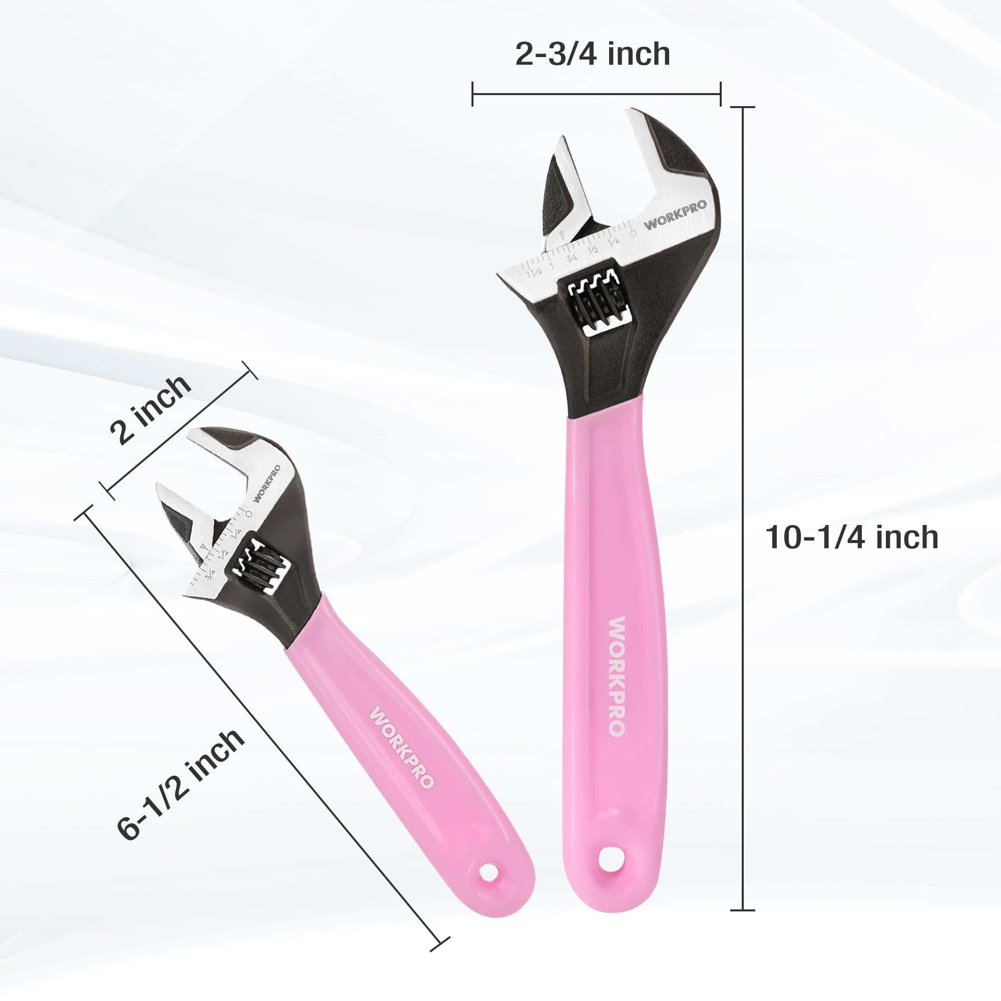 Foto 6 pulgar | Juego De Llaves Ajustables Workpro Pink De 15 Cm Y 25 Cm De Acero Cr-v - Venta Internacional.
