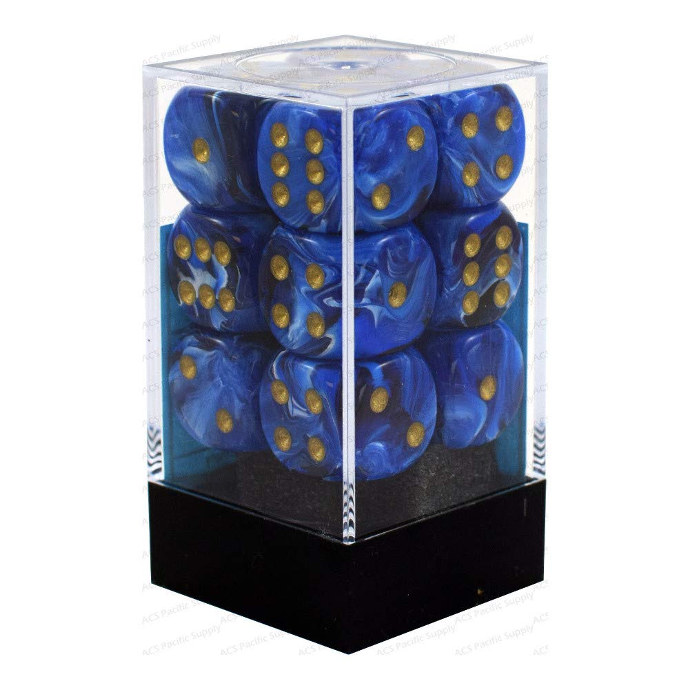 Foto 2 pulgar | Juego De Dados Chessex Vortex Azul Con Oro 16 Mm D6 (12) - Venta Internacional.