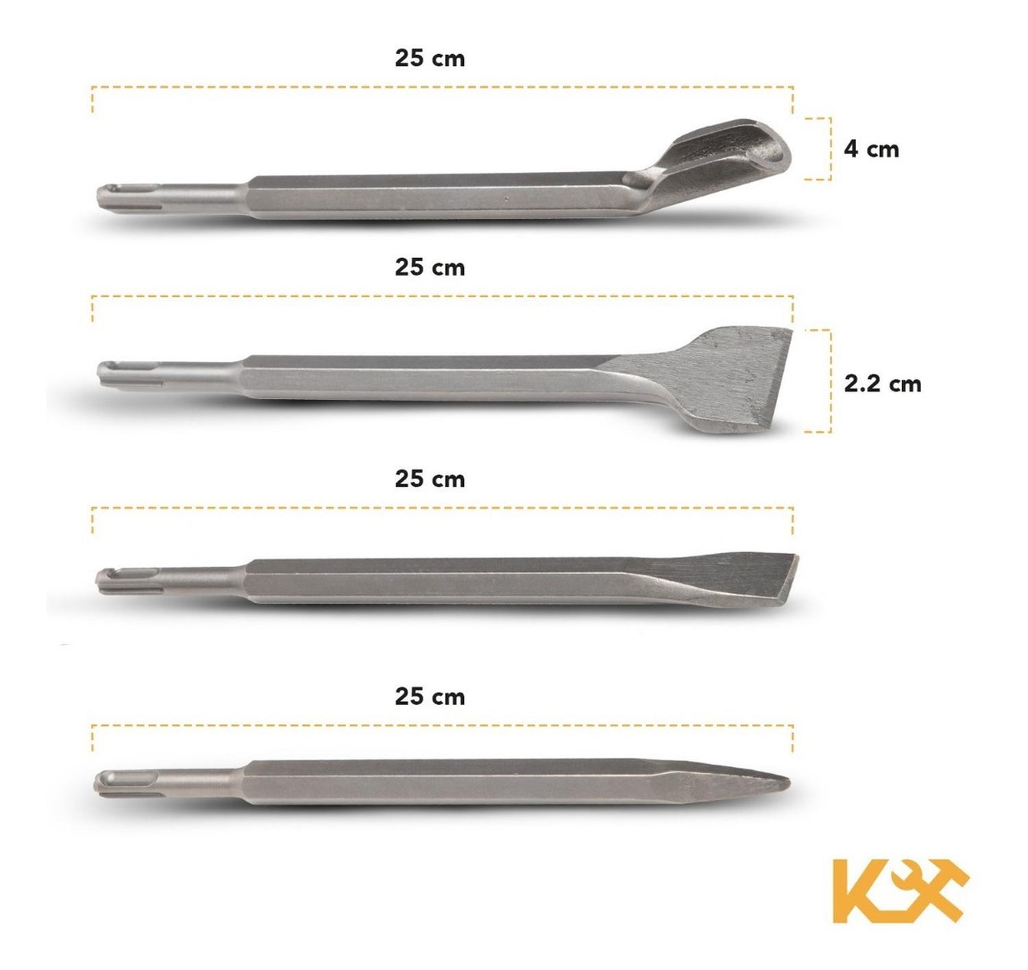 Foto 5 | Juego de Cinceles Sds Plus para Rotomartillo 25cm Kingsman 4 Piezas