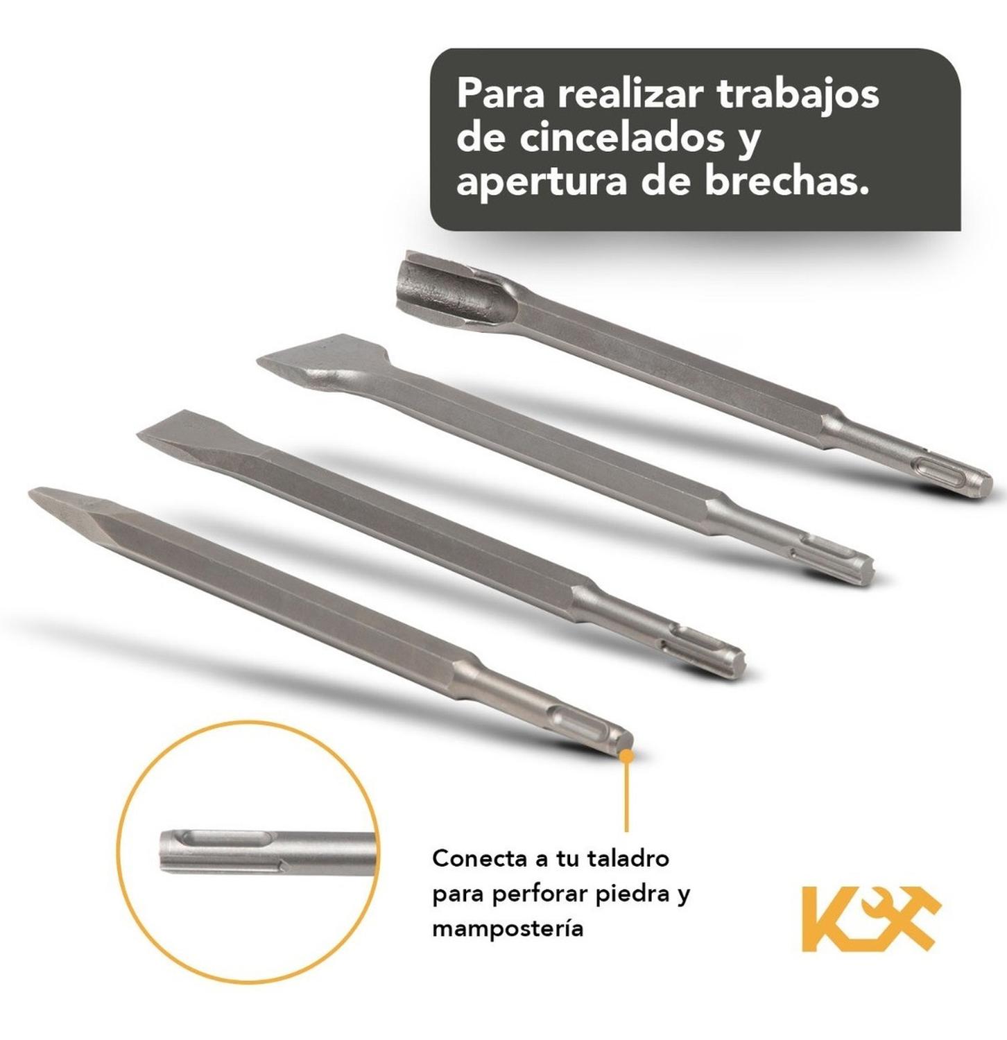 Foto 7 pulgar | Juego de Cinceles Sds Plus para Rotomartillo 25cm Kingsman 4 Piezas