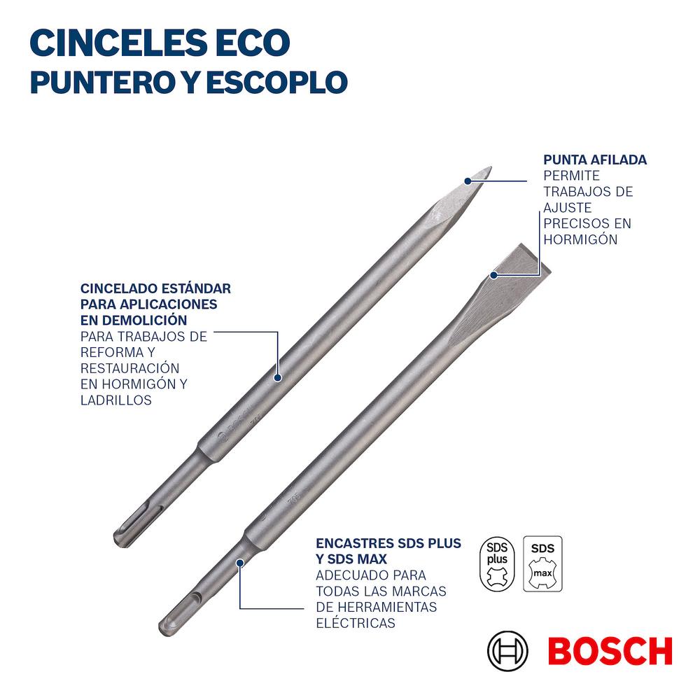 Foto 8 pulgar | Juego Cinceles Bosch Sds Max 2 Planos 3 Punta Largo 40cm