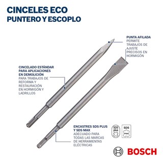 Foto 7 | Juego Cinceles Bosch Sds Max 2 Planos 3 Punta Largo 40cm