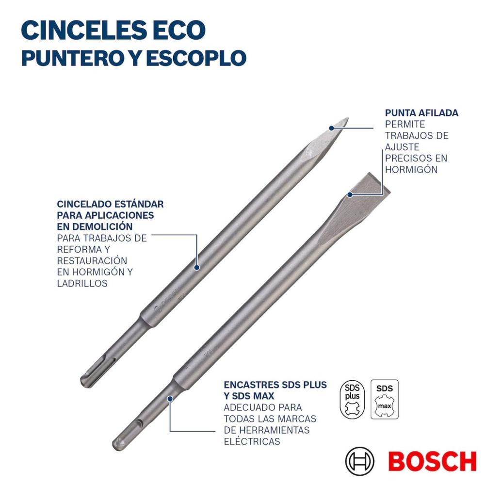Foto 5 pulgar | Cincel Plano Sds Plus Bosch 250mm Ecoline - 10 Piezas