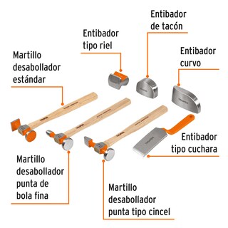 Foto 2 | Juego 7 Piezas de Martillos y Entibadores Truper Jm-ho Anaranjado