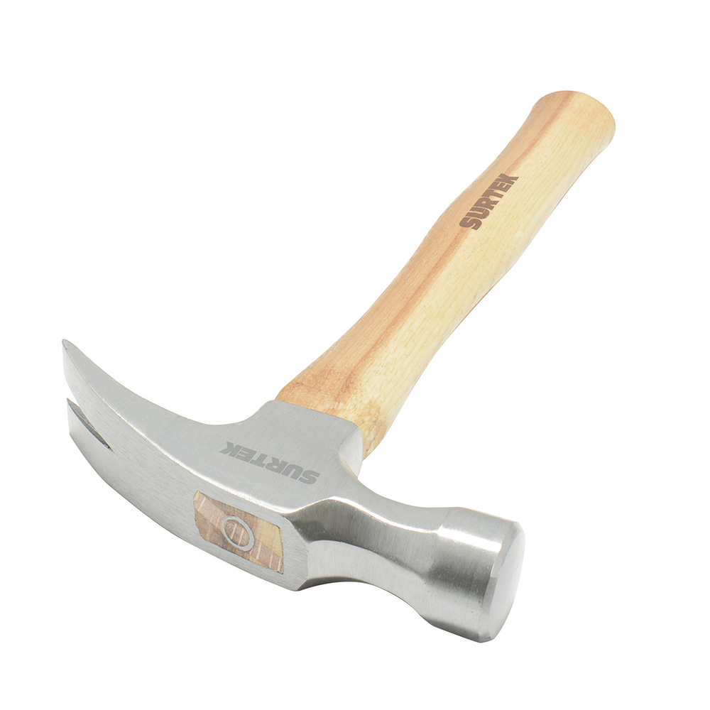 Martillo De Uña Recta Pulido Con Mango De Madera De 14'', 20 Oz Surtek