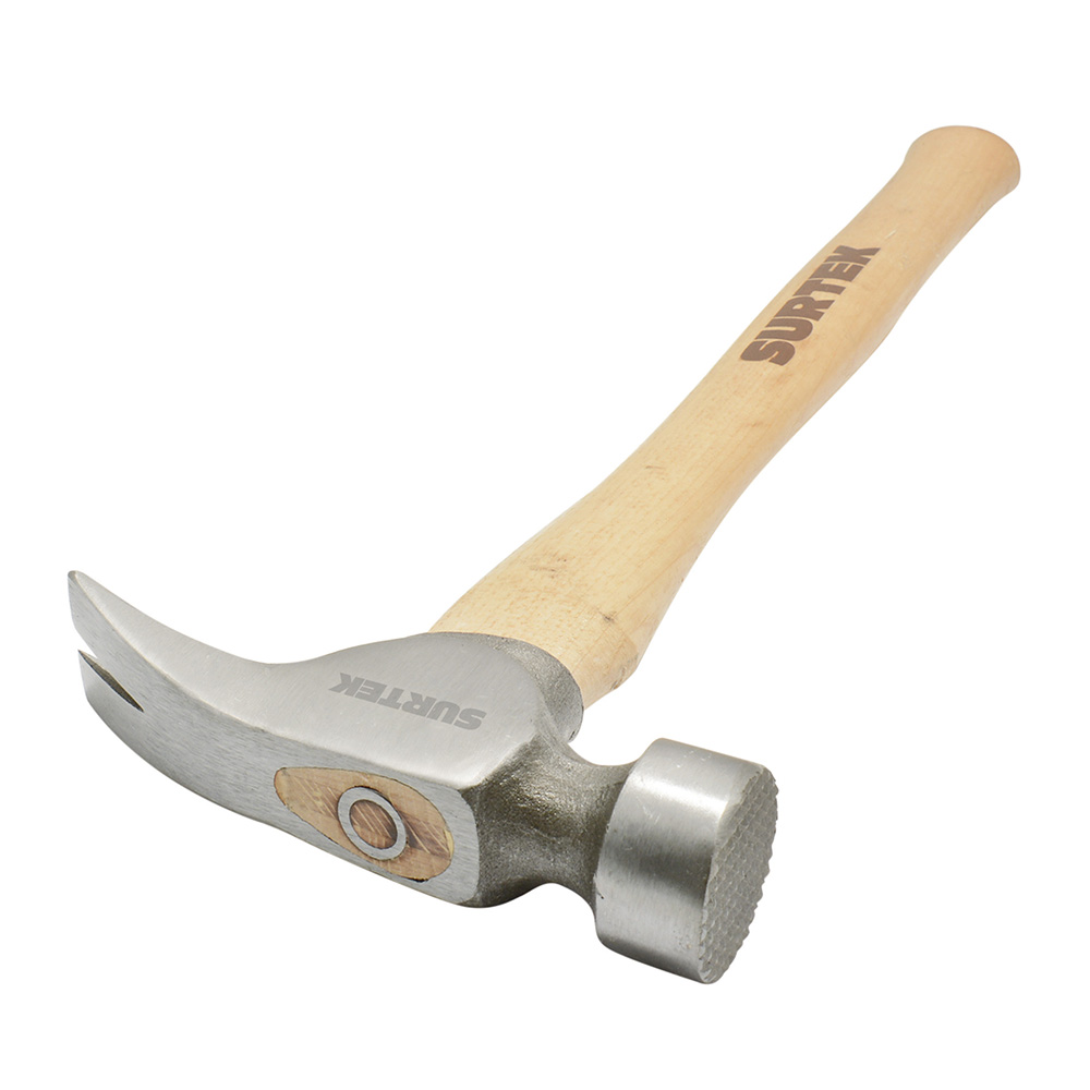 Martillo De Uña Tipo California Recto Cabeza Fresada Con Mango De Madera De 16'', 25 Oz Surtek