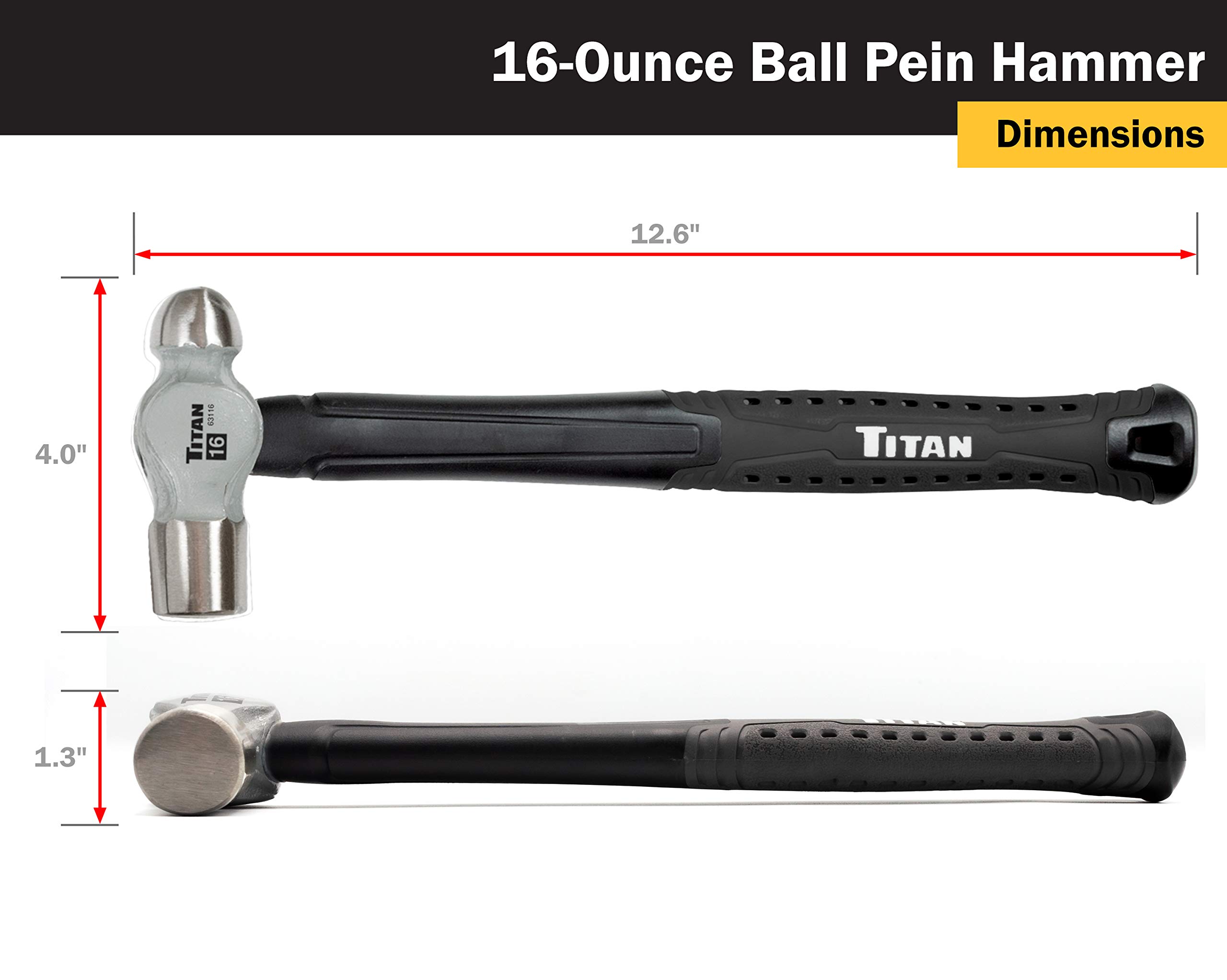 Foto 6 | Set De Martillos Ball Peen Titan 63302 De 240 Ml Y 480 Ml - Venta Internacional.