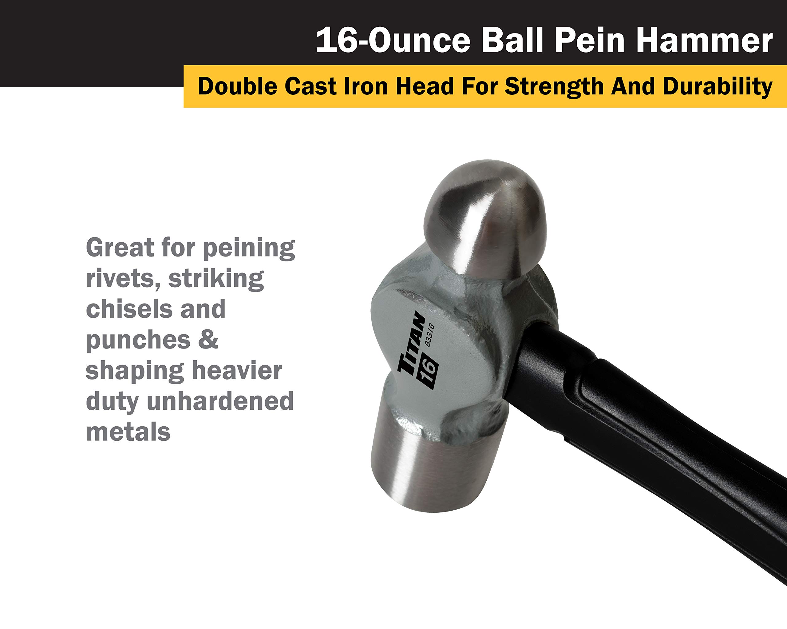 Foto 8 pulgar | Set De Martillos Ball Peen Titan 63302 De 240 Ml Y 480 Ml - Venta Internacional.