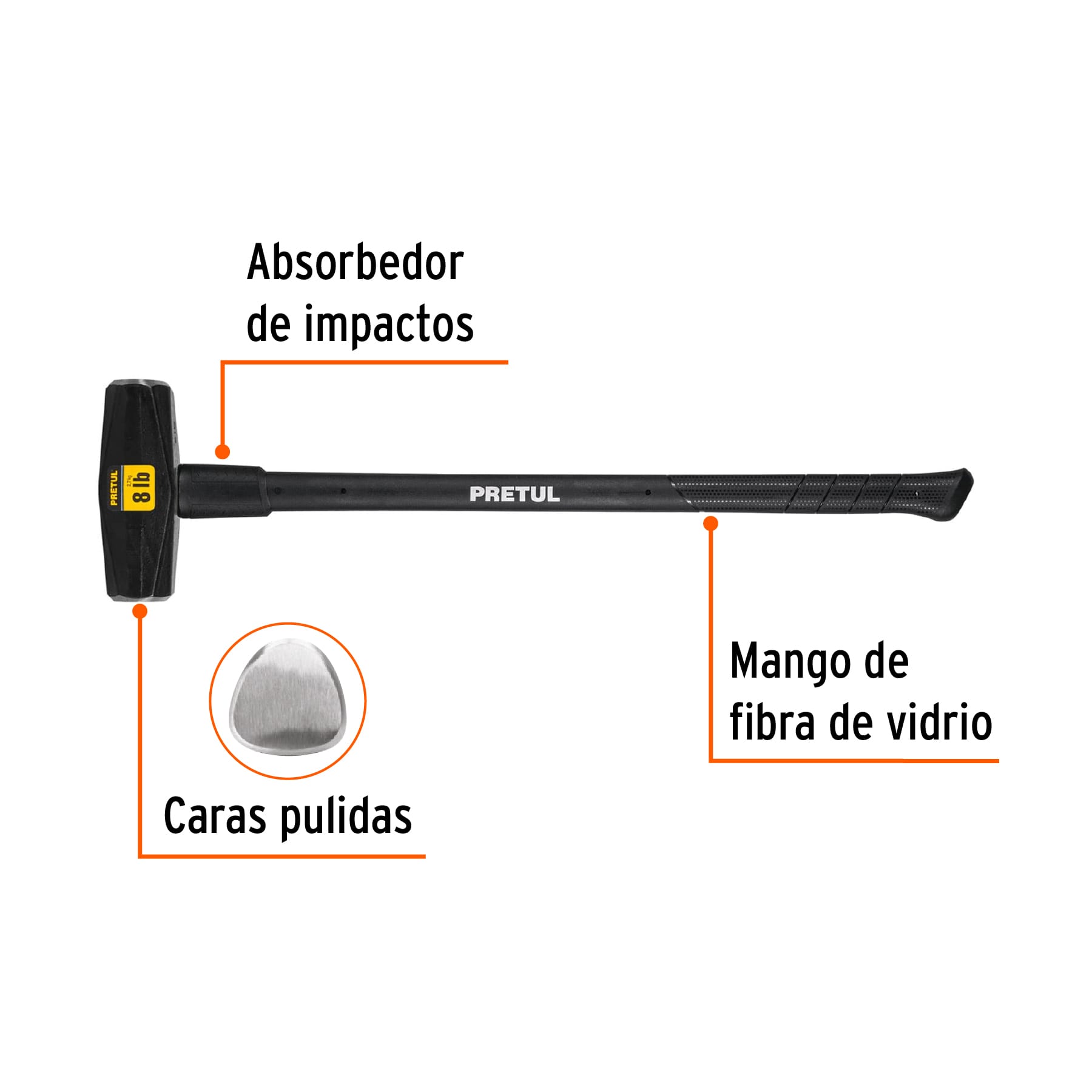 Foto 2 | Marro Tipo Nevada Pretul Md8mp Negro 8 lbs Mango 36 Pulgadas