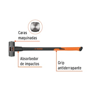 Foto 2 | Marro Octagonal 12 Lb Truper Md12f Mango Fibra De Vidrio 36 Pul